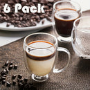 Lot tasses café double paroi verre anse 350ml