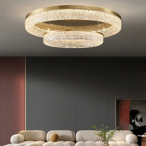 Plafonnier Led rond en laiton au design nordique moderne