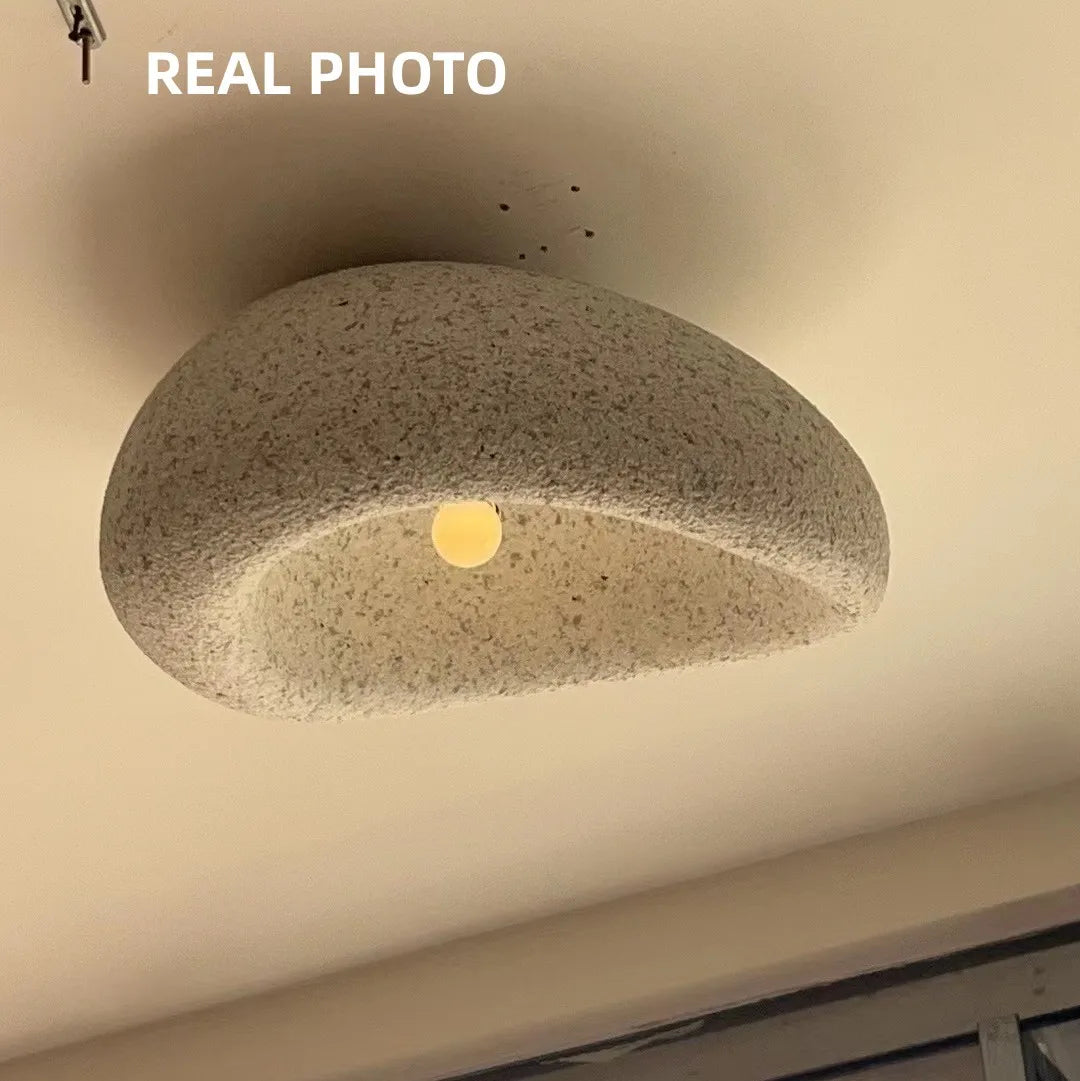 Nordic minimalist Wabi Sabi E27 Led Ceiling Light Modern Japanese Cream style bedroom ceiling light gloss decorative luminaire - vue 7 sur 12