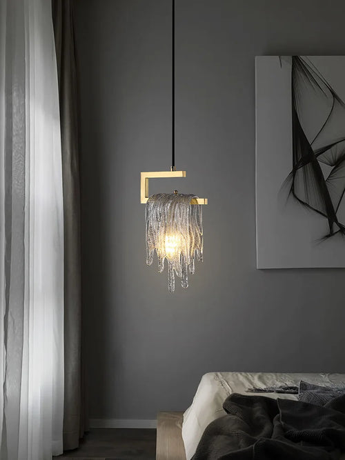 suspension en verre cristal art déco avec éclairage led - vue 3 sur 25
