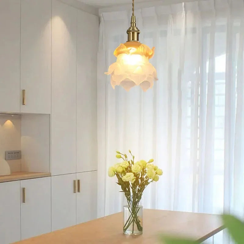 suspension en verre rétro en forme de fleur pour décoration intérieure - vue 4 sur 12