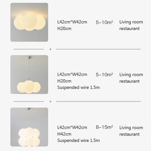 lustre nordique led nuage suspension 4/8 têtes bulles luminaires