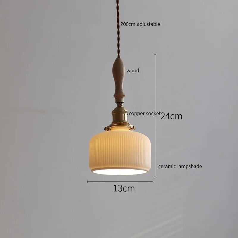 Design-Pendelleuchte LED Schmetterling Keramik und Holz - vue 16 sur 30