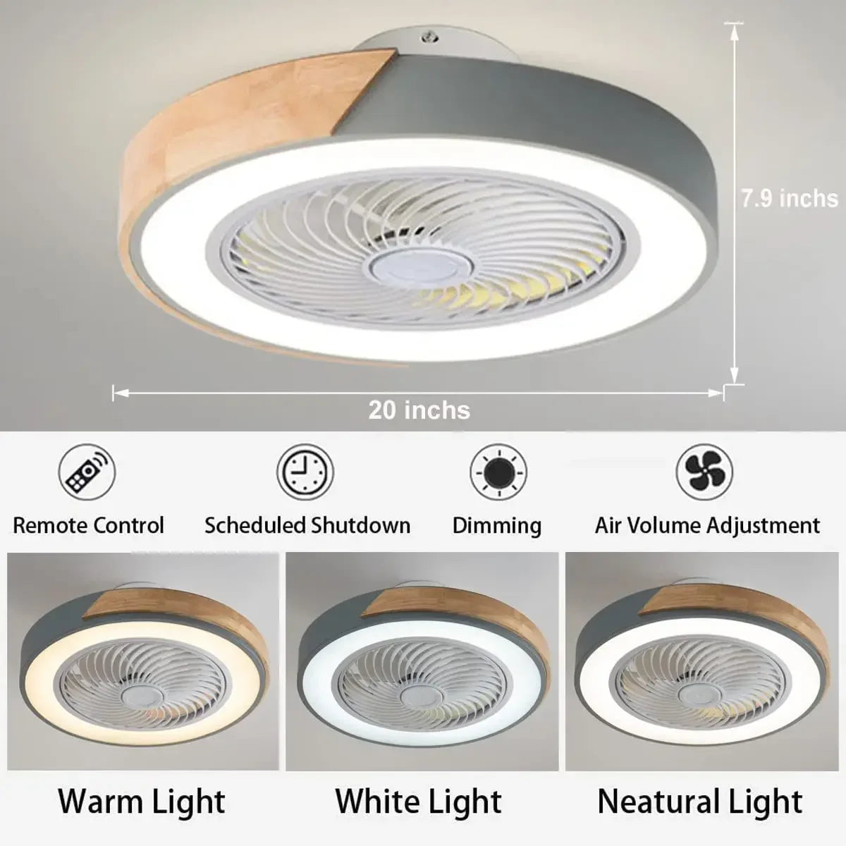 ventilateur plafond moderne pour enfants avec lumière led et télécommande - vue 3 sur 8