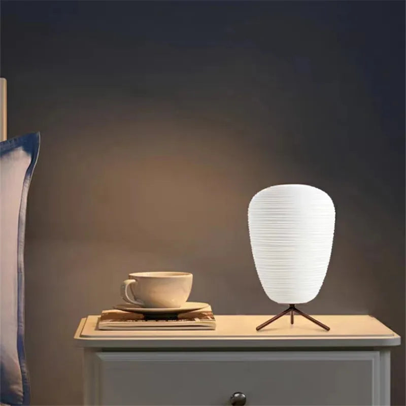 lampe à poser 3 en 1 en verre à motif spirale trépied élégant - vue 5 sur 12