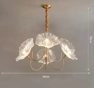 Moderner Glas-Kronleuchter Lotusblüte Design mit LED-Beleuchtung - vue 10 sur 14