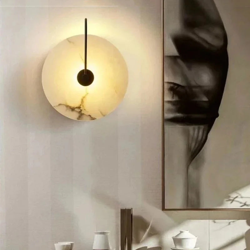Moderne LED-Wandleuchte Marmor Schwarz Gold Luxus - vue 4 sur 11