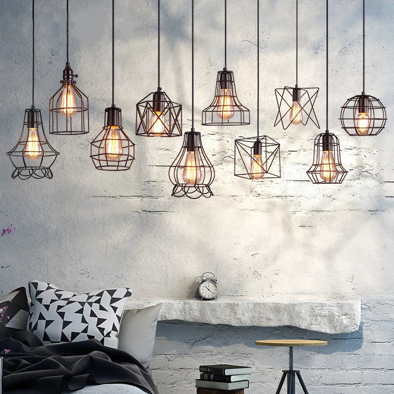suspension industrielle vintage en fer pour restaurant bar loft - vue 3 sur 17