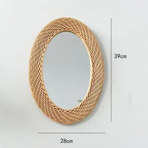 Nordic Style Straw Rattan Wall Decor, Round Rattan Mirror, Decoration Mirror - vue 5 sur 12