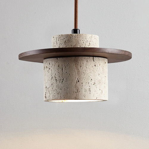 Pendelleuchte aus Stein und Holz mit verstellbarem Kabel - vue 6 sur 8