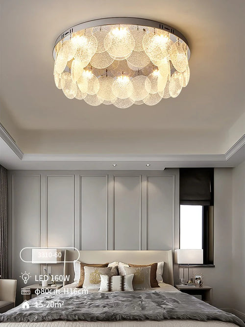 Runde LED-Deckenleuchte aus Glas Luxus modern - vue 2 sur 10