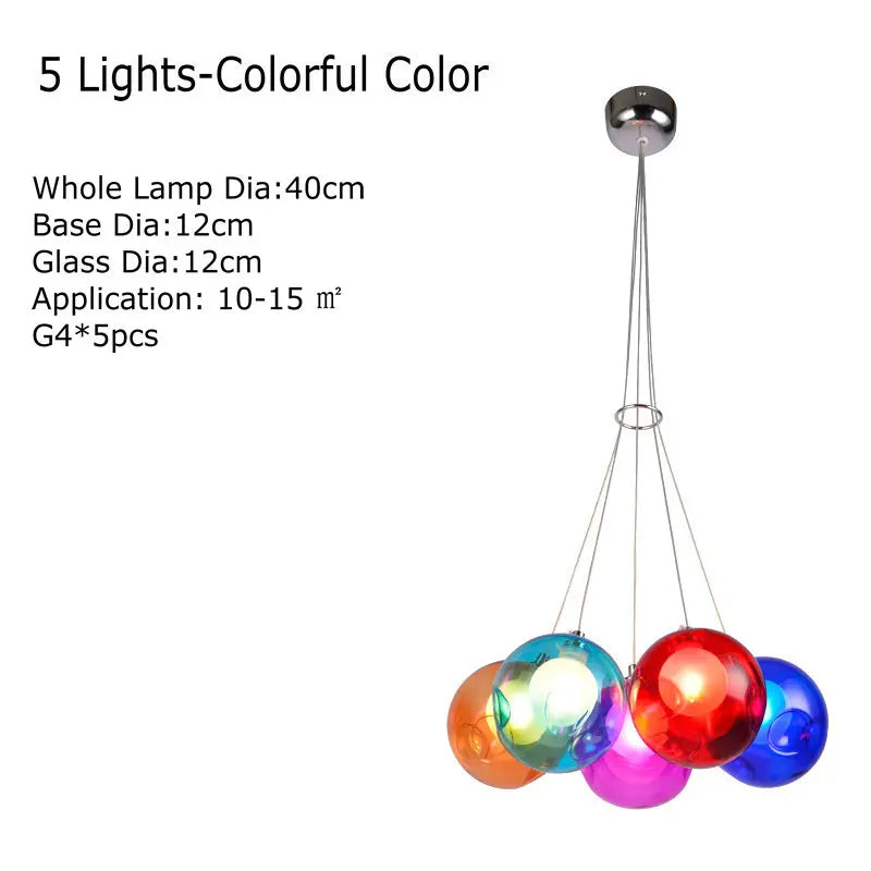 Kreativer Kronleuchter aus mundgeblasenem Glas mit bunten LED-G4-Wandleuchten