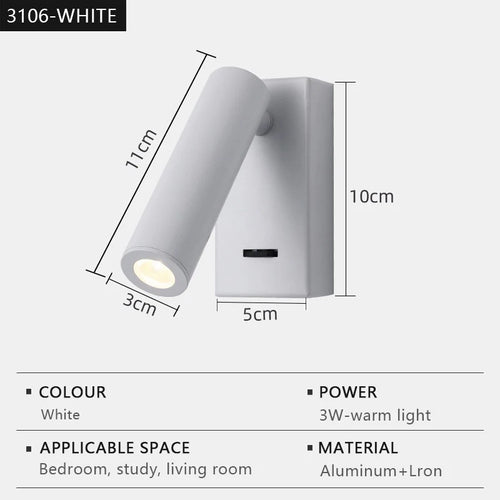 Applique murale led moderne réglable rotative pour lecture - vue 12 sur 12