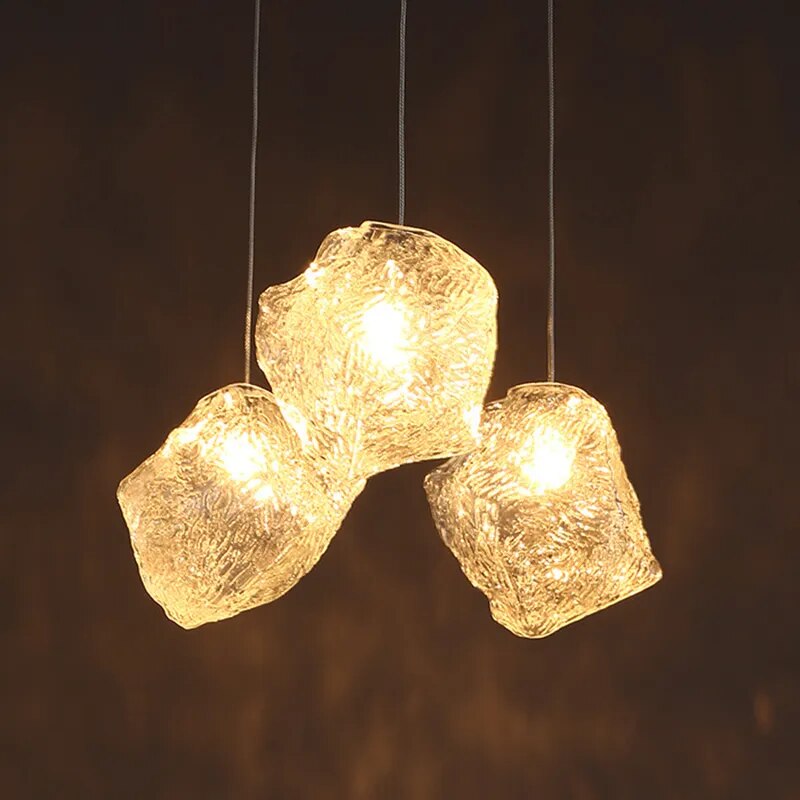 Suspension en verre style givré moderne - vue 5 sur 7