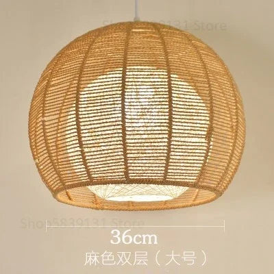 Moderne nordische LED-Pendelleuchte aus Eisen und Hanfseil - vue 15 sur 14