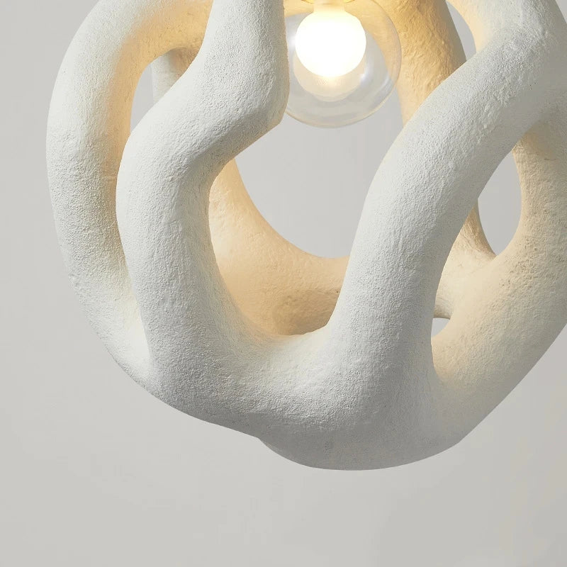 suspension Wabi-sabi Design Style salon maison chambre à manger résine haut de gamme intérieur LED - vue 6 sur 8
