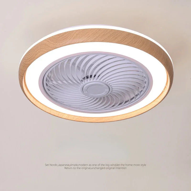 ventilateur électrique moderne en bois avec lumière led à distance - vue 4 sur 7
