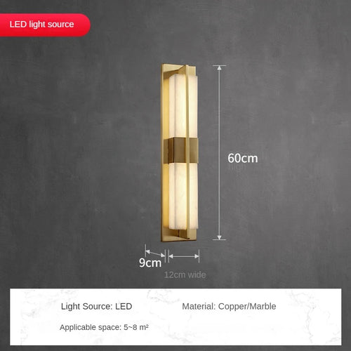 LED-Wandleuchte aus Kupfer mit spanischem Marmorstreifen - vue 10 sur 12
