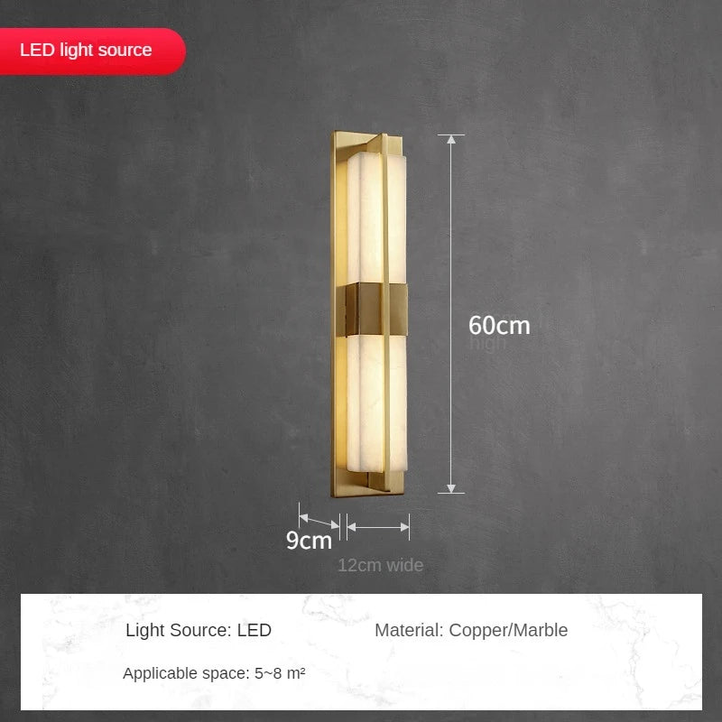 LED-Wandleuchte aus Kupfer mit spanischem Marmorstreifen - vue 9 sur 12