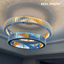 Moderner dimmbarer LED-Kronleuchter aus Stahl mit dekorativem Ring