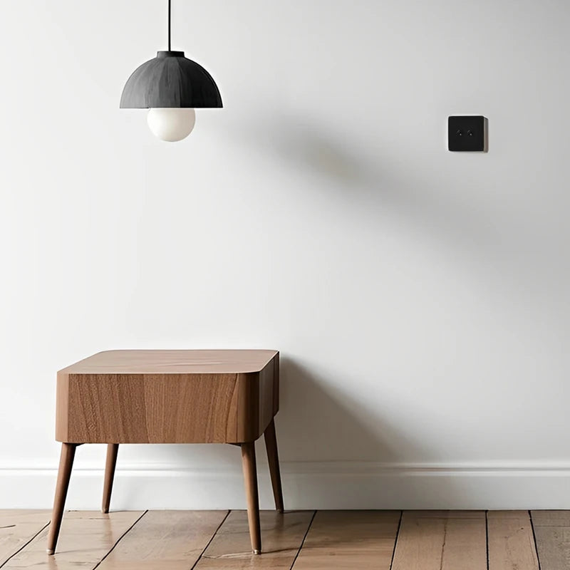 Interrupteur simple 1 voie en acier noir mat bords arrondis