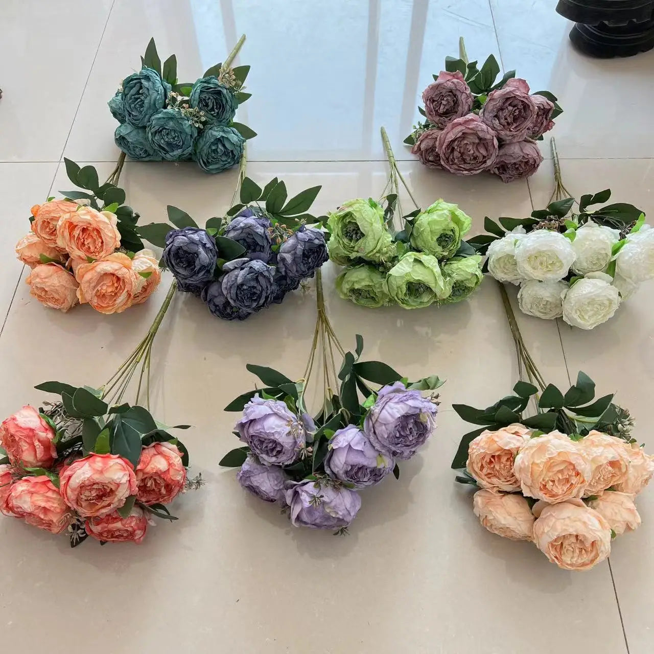 fleurs artificielles bouquet de pivoines pour mariage et décoration - vue 5 sur 13