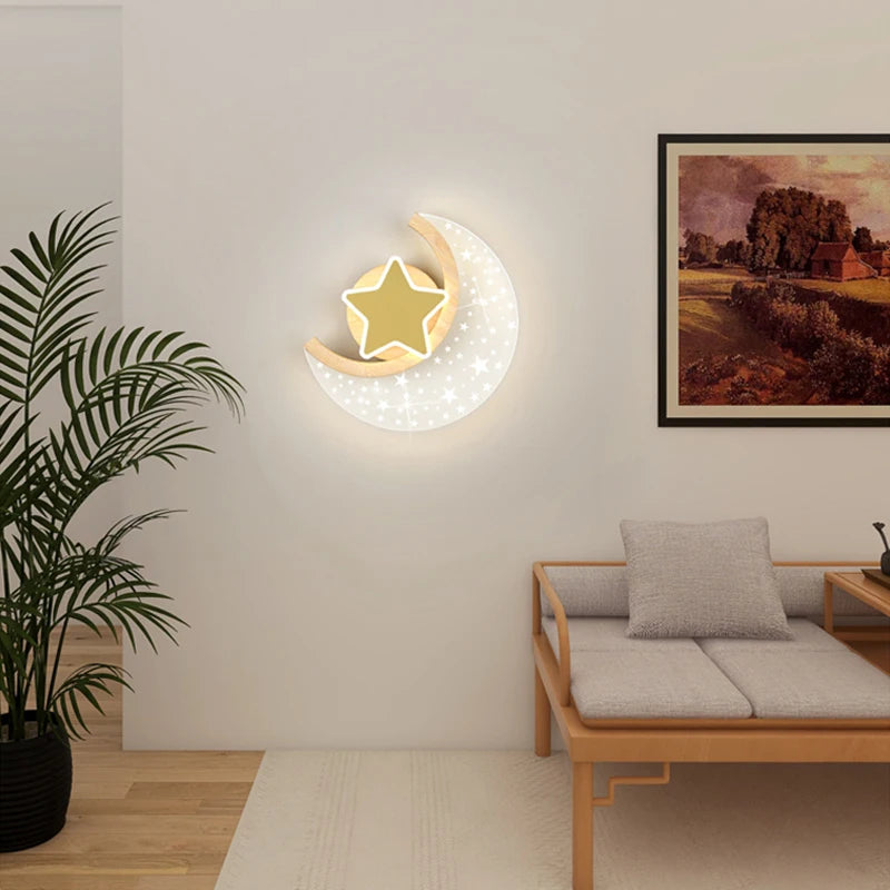 Applique murale led nordique étoile lune décoration intérieure - vue 3 sur 10