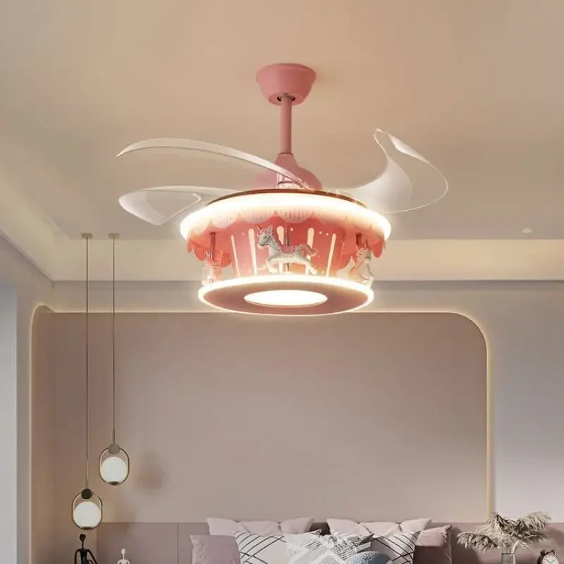 plafonnier led carrousel créative dessin animé luminaire pour filles - vue 5 sur 8