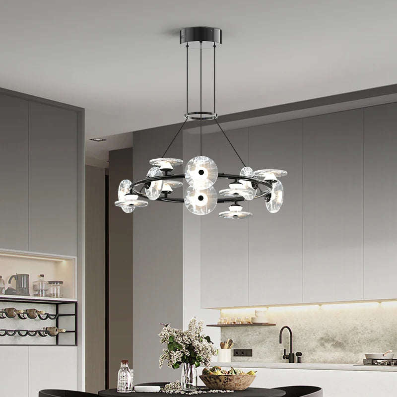 suspension moderne minimaliste en verre et éclairage led créatif - vue 4 sur 12