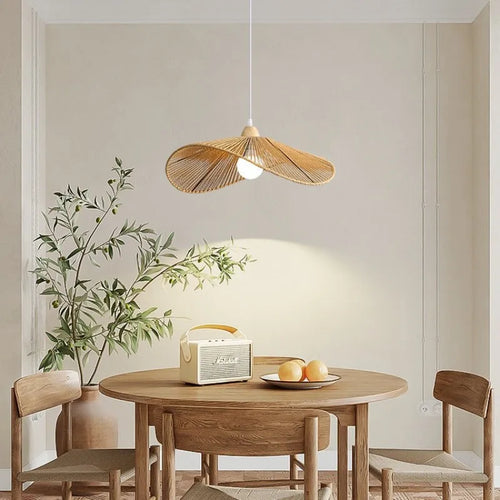 Pendelleuchte aus Rattan im Wabi-Sabi Stil Retro Zen - vue 4 sur 9