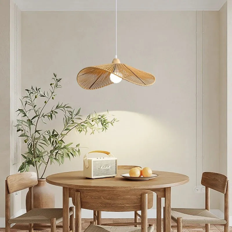 Pendelleuchte aus Rattan im Wabi-Sabi Stil Retro Zen - vue 3 sur 9