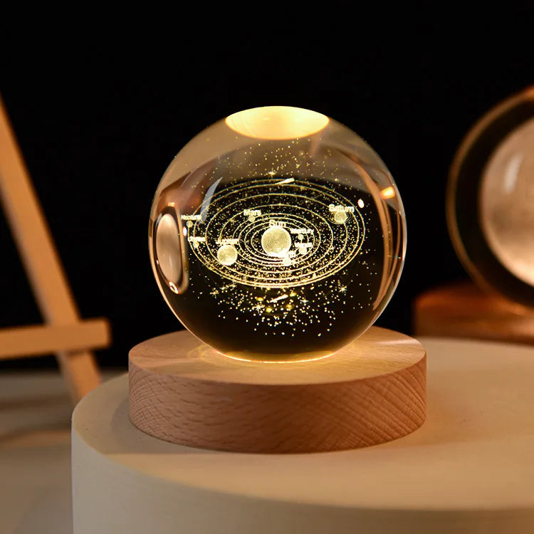 boule de cristal 3D système solaire gravé cadeau décoratif - vue 13 sur 32