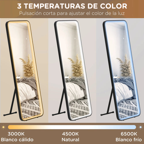 HOMCOM full body mirror with LED lights 151,5x50 cm memory function - vue 6 sur 6