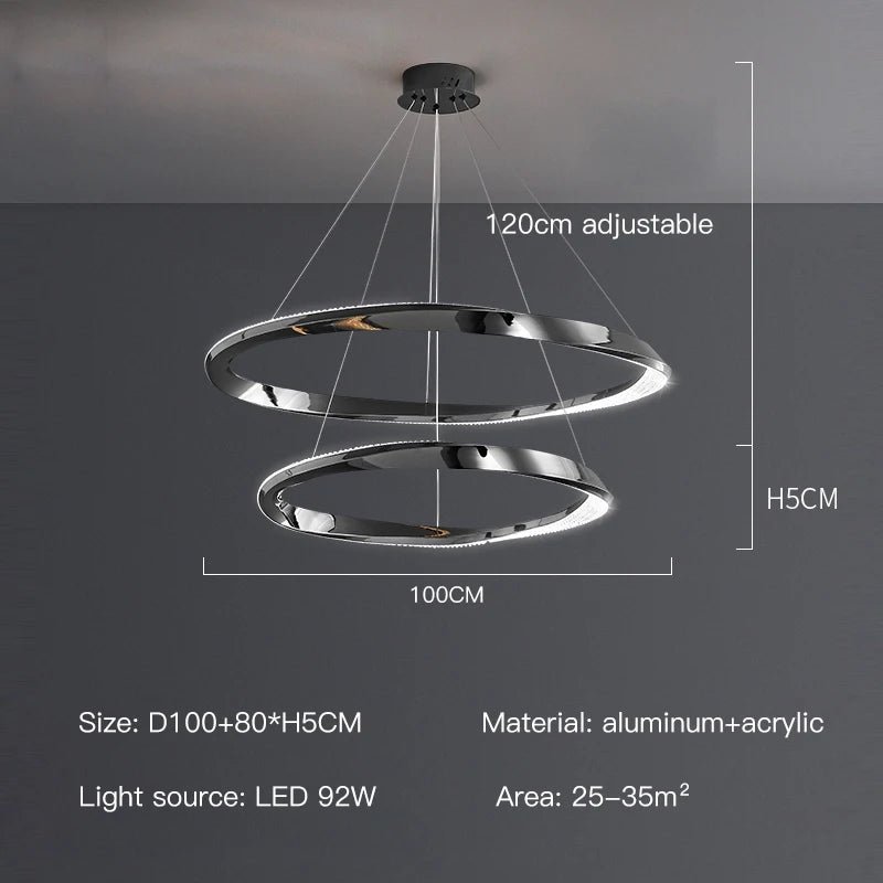 Moderne LED-Pendelleuchte mit künstlerischem Design und Fernbedienung