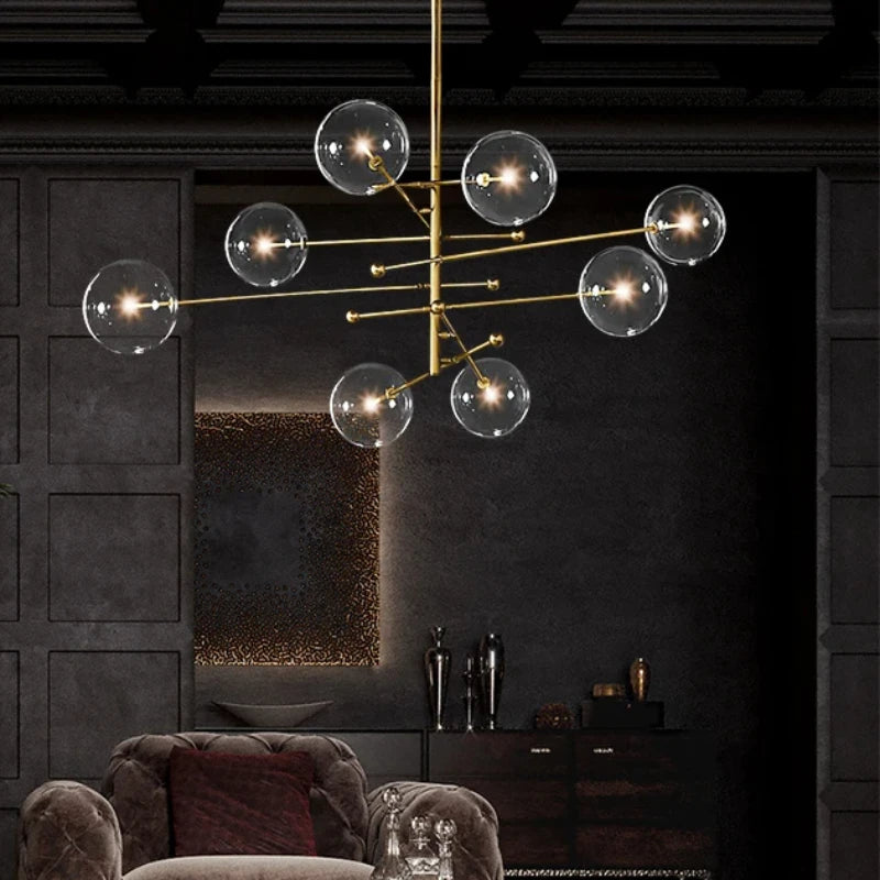 lustre à led en verre pour intérieur moderne décoratif - vue 5 sur 8
