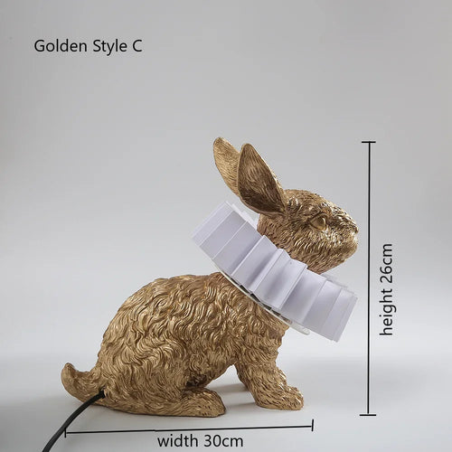 lampe de table créative en résine avec écharpe de lapin décorative - vue 10 sur 15
