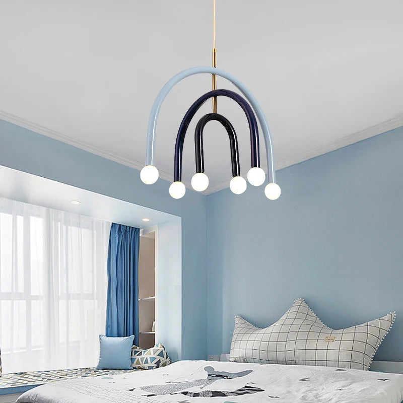 lustre arc-en-ciel métallique fil art déco suspendu réglable - vue 5 sur 22