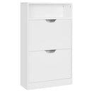 VASAGLE Shoe Cabinet with 2 Hinged Doors, Shoe Rack, Open Compartment, Adjustable Divider, 8-12 Pairs, for Small Entryway