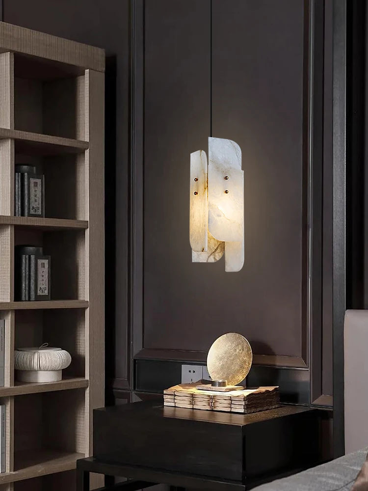 lustre moderne en marbre naturel au design minimaliste - vue 4 sur 7