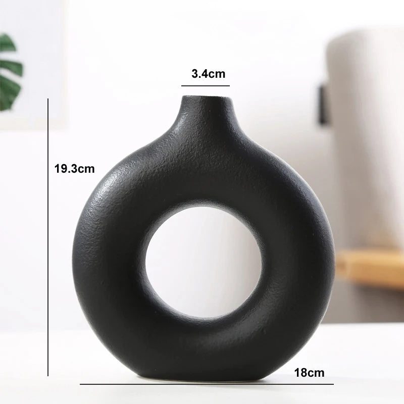 vase circulaire en céramique pour décoration intérieure et fleurs - vue 8 sur 12
