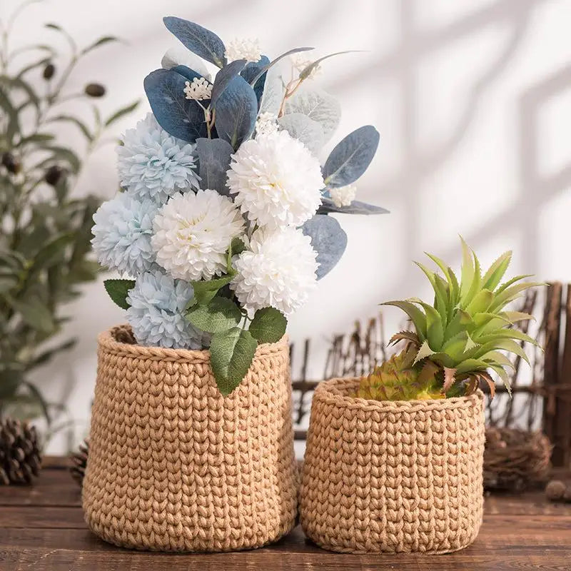 panier de rangement en corde de coton pour plantes et décorations - vue 5 sur 9