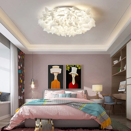 plafonnier led fleur romantique dimmable avec télécommande pvc - vue 7 sur 12