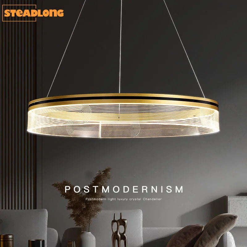 lustre de luxe italien moderne acrylique anneau lumineux créatif simple - vue 6 sur 22