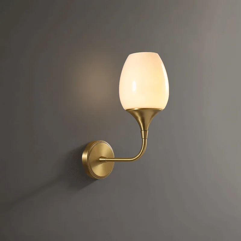 Postmoderne Wandleuchte aus Kupfer mit minimalistischem nordischem LED-Licht - vue 3 sur 8