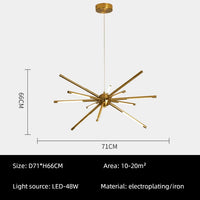 Kronleuchter Vintage Design Sputnik mit Armen aus Eisen