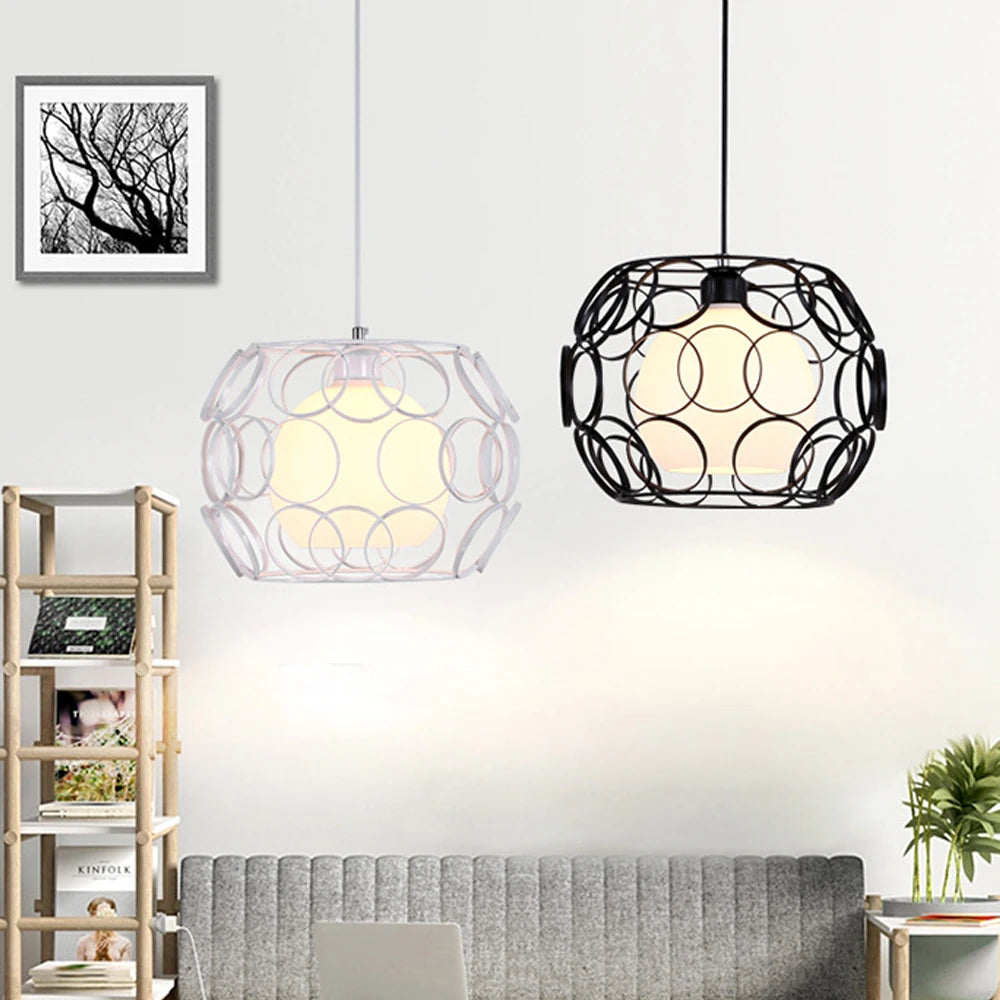 lustre industriel rétro en fer avec lumière led moderne - vue 5 sur 12