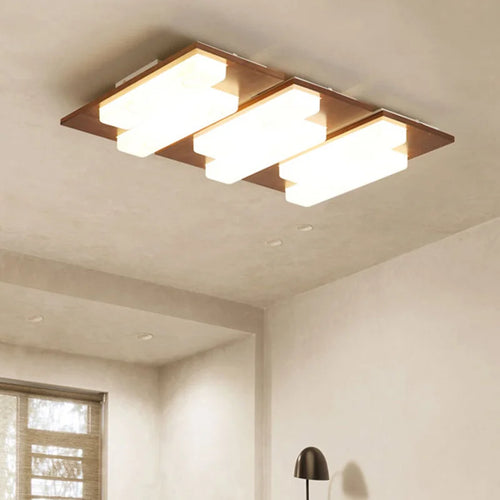 plafonnier led moderne en bois véritable 4/6/9 têtes luminaire intérieur