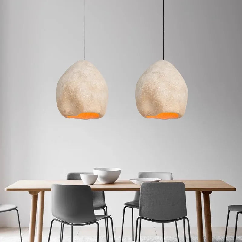 lustre à led moderne wabi sabi pour décoration intérieure et ambiance chaleureuse - vue 4 sur 8