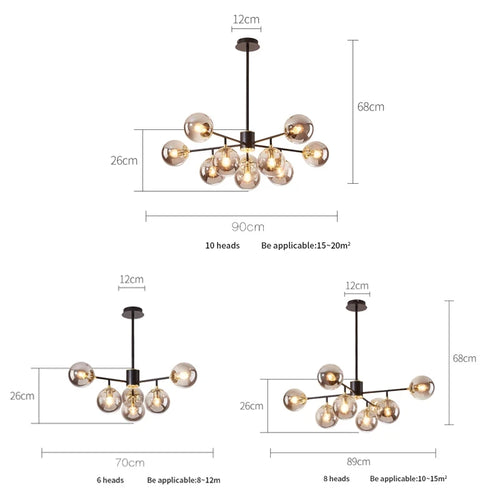 Nordischer Glas-Kronleuchter moderne Pendelleuchte für die Innendekoration - vue 6 sur 8