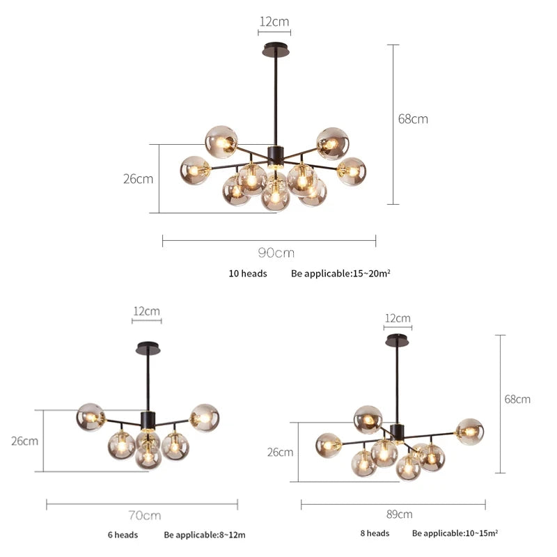 Nordischer Glas-Kronleuchter moderne Pendelleuchte für die Innendekoration - vue 5 sur 8